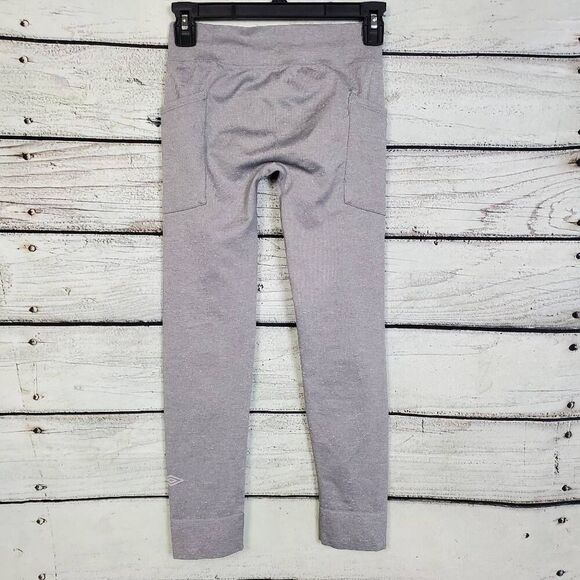 Umbro Girls L 10/12 Gray Jogger Sweatpants Pockets Ribbed Panels Stretch Drawstr - Picture 4 of 8